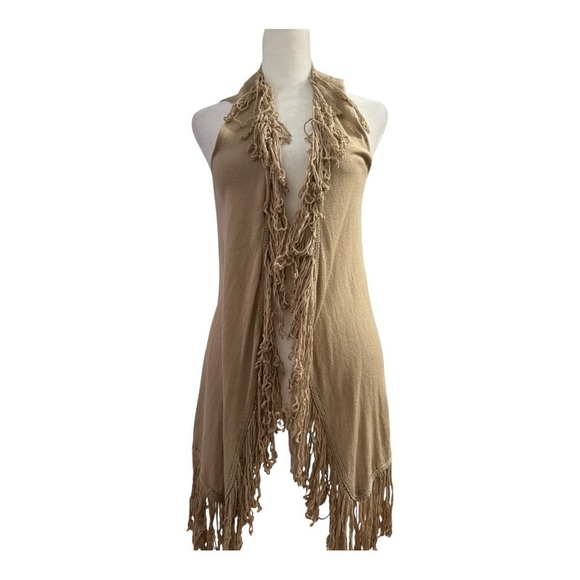 Cynthia Rowley Other - Cynthia Rowley Tan Festival Fringed Vest Sleeveless Long Small